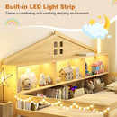 Twin Montessori Floor Bed with Storage and LED Lights