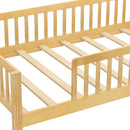 Twin Size Kids Montessori Bed with House-Shaped Headboard and Built-in Storage Shelf by LJGDeals