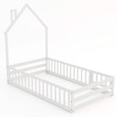 Twin Size Montessori Floor Bed with Lockable Door and Full-Length Guardrail by LJGDeals