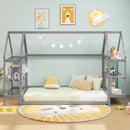 Twin Size Montessori Floor House Bed with Detachable Storage Shelves by LJGDeals