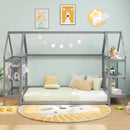 Twin Size Montessori Floor House Bed with Detachable Storage Shelves