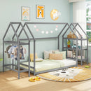 Twin Size Montessori Floor House Bed with Detachable Storage Shelves