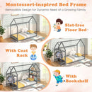 Twin Size Montessori Floor House Bed with Detachable Storage Shelves by LJGDeals