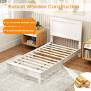 Twin Size Wooden Bed Frame with Headboard and Slat Support by LJGDeals