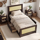 Twin Size Rattan Bed Frame with Storage Drawers by LJGDeals