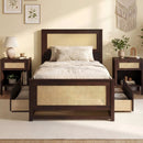 Twin Size Rattan Bed Frame with Storage Drawers by LJGDeals