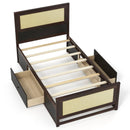 Twin Size Rattan Bed Frame with Storage Drawers by LJGDeals