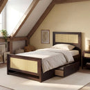 Twin Size Rattan Bed Frame with Storage Drawers by LJGDeals