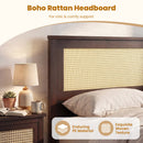 Twin Size Rattan Bed Frame with Storage Drawers