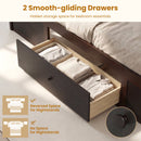 Twin Size Rattan Bed Frame with Storage Drawers