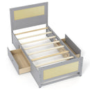 Twin Size Rattan Bed Frame with Storage Drawers by LJGDeals