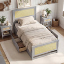 Twin Size Rattan Bed Frame with Storage Drawers by LJGDeals