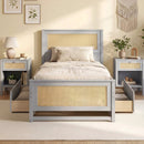 Twin Size Rattan Bed Frame with Storage Drawers by LJGDeals