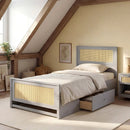 Twin Size Rattan Bed Frame with Storage Drawers by LJGDeals