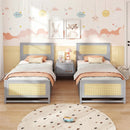 Twin Size Rattan Bed Frame with Storage Drawers by LJGDeals