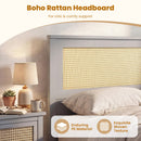 Twin Size Rattan Bed Frame with Storage Drawers