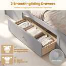 Twin Size Rattan Bed Frame with Storage Drawers