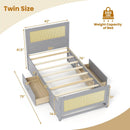 Twin Size Rattan Bed Frame with Storage Drawers by LJGDeals
