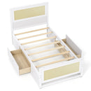 Twin Size Rattan Bed Frame with Storage Drawers by LJGDeals