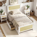 Twin Size Rattan Bed Frame with Storage Drawers by LJGDeals