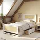 Twin Size Rattan Bed Frame with Storage Drawers by LJGDeals