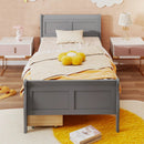 Twin Size Sleigh Bed with 2 Storage Drawers Wood Platform Bed Frame by LJGDeals