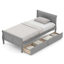Twin Size Sleigh Bed with 2 Storage Drawers Wood Platform Bed Frame by LJGDeals
