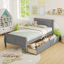 Twin Size Sleigh Bed with 2 Storage Drawers Wood Platform Bed Frame by LJGDeals