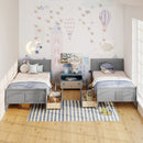 Twin Size Sleigh Bed with 2 Storage Drawers Wood Platform Bed Frame