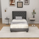 Twin/Full/Queen Size Upholstered Platform Bed with Button Tufted Headboard-Twin Size