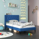 Twin Size Upholstered Platform Bed with Button Tufted Wingback Headboard by LJGDeals