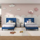 Twin Size Upholstered Platform Bed with Button Tufted Wingback Headboard by LJGDeals