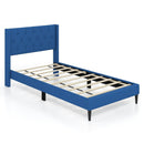 Twin Size Upholstered Platform Bed with Button Tufted Wingback Headboard by LJGDeals