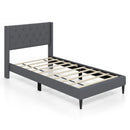 Twin Size Upholstered Platform Bed with Button Tufted Wingback Headboard by LJGDeals