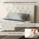 Twin Size Upholstered Platform Bed with Button Tufted Headboard-Beige by LJGDeals