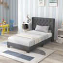 Twin/Full/Queen Size Upholstered Platform Bed with Button Tufted Headboard-Twin Size