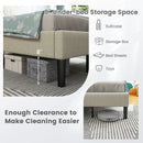 Twin Size Upholstered Platform Bed with Button Tufted Headboard-Beige by LJGDeals