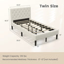 Twin Size Upholstered Platform Bed with Button Tufted Headboard-Beige by LJGDeals