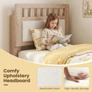 Twin Size Wood Bed Frame with Upholstered Headboard Mid Century Style by DirectDeals