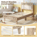 Twin Size Wood Bed Frame with Upholstered Headboard Mid Century Style by DirectDeals