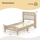 Twin Size Wood Bed Frame with Upholstered Headboard Mid Century Style by DirectDeals