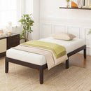 14 Inch Twin Wood Platform Bed Frame with Wooden Slats Support by LJGDeals