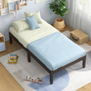 14 Inch Twin Wood Platform Bed Frame with Wooden Slats Support by LJGDeals