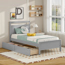 Twin Size Wooden Bed Frame with 2 Drawers for Teens and Adults by LJGDeals