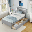 Twin Size Wooden Bed Frame with 2 Drawers for Teens and Adults by LJGDeals