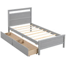 Twin Size Wooden Bed Frame with 2 Drawers for Teens and Adults by LJGDeals