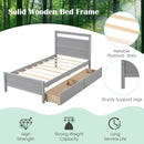 Twin Size Wooden Bed Frame with 2 Drawers for Teens and Adults by LJGDeals