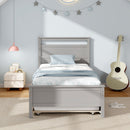 Twin Size Wooden Bed Frame with Trundle for Teens and Adults-Gray