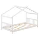 Twin Size Wooden House Bed with Roof by LJGDeals
