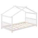 Twin Size Wooden House Bed with Roof